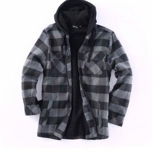 Men’s flannel fleece lined hoodie size XL Black and Gray Buffalo